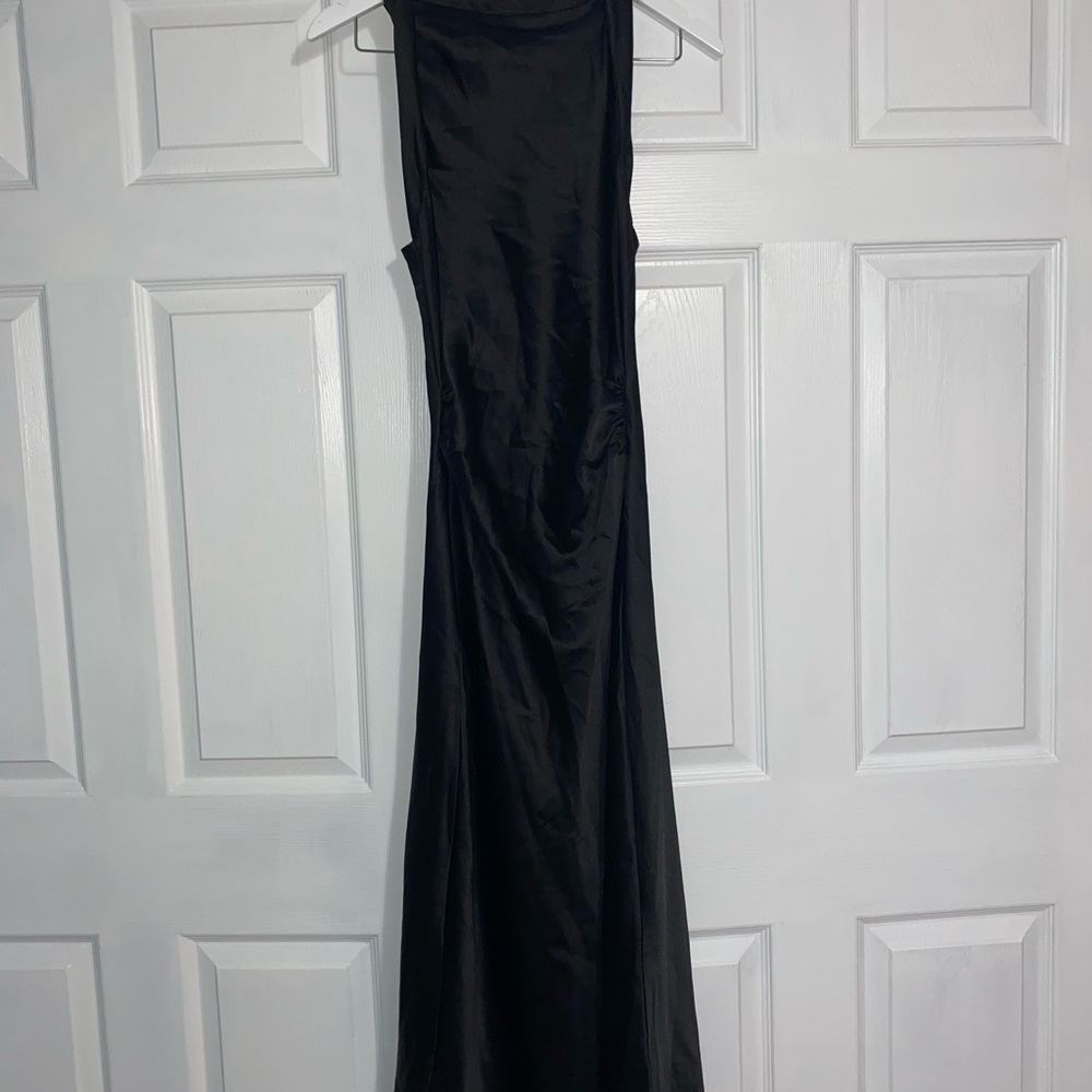 Zara Elegant Black Satin Dress